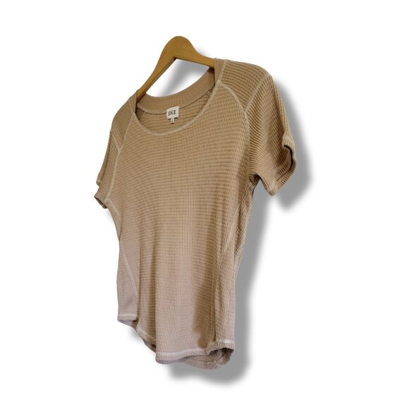 🌿​BKE Women's Small Beige Waffle Knit Short Sleeve Casual Top - Picture 4 of 12